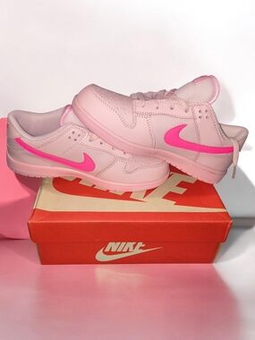 Nike  Pink Barbie Low-Top Sneakers with Bright Pink Swoosh